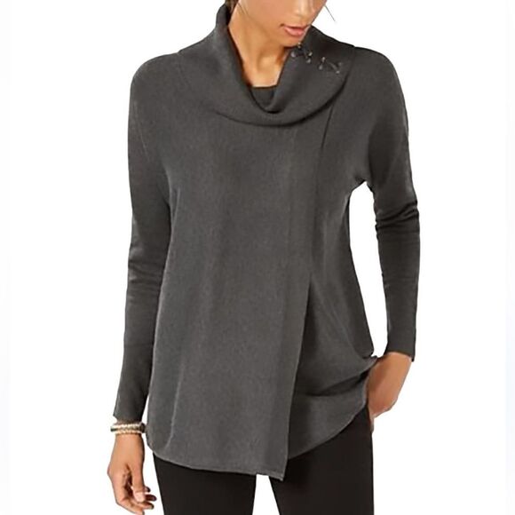 Alfani Gray Wrap Cowl Neck Sweater size small - Picture 1 of 6